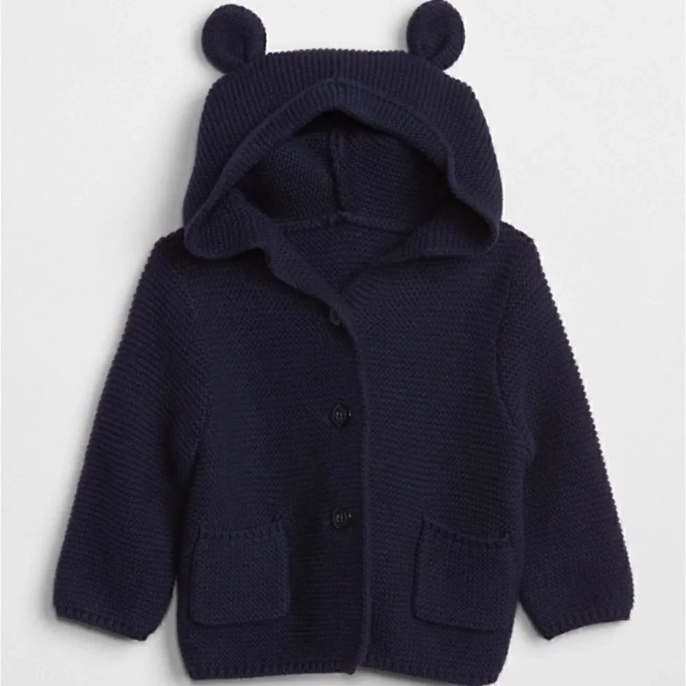 Baby Gap Navy Blue Brannan Bear Knit Cardigan Sweater